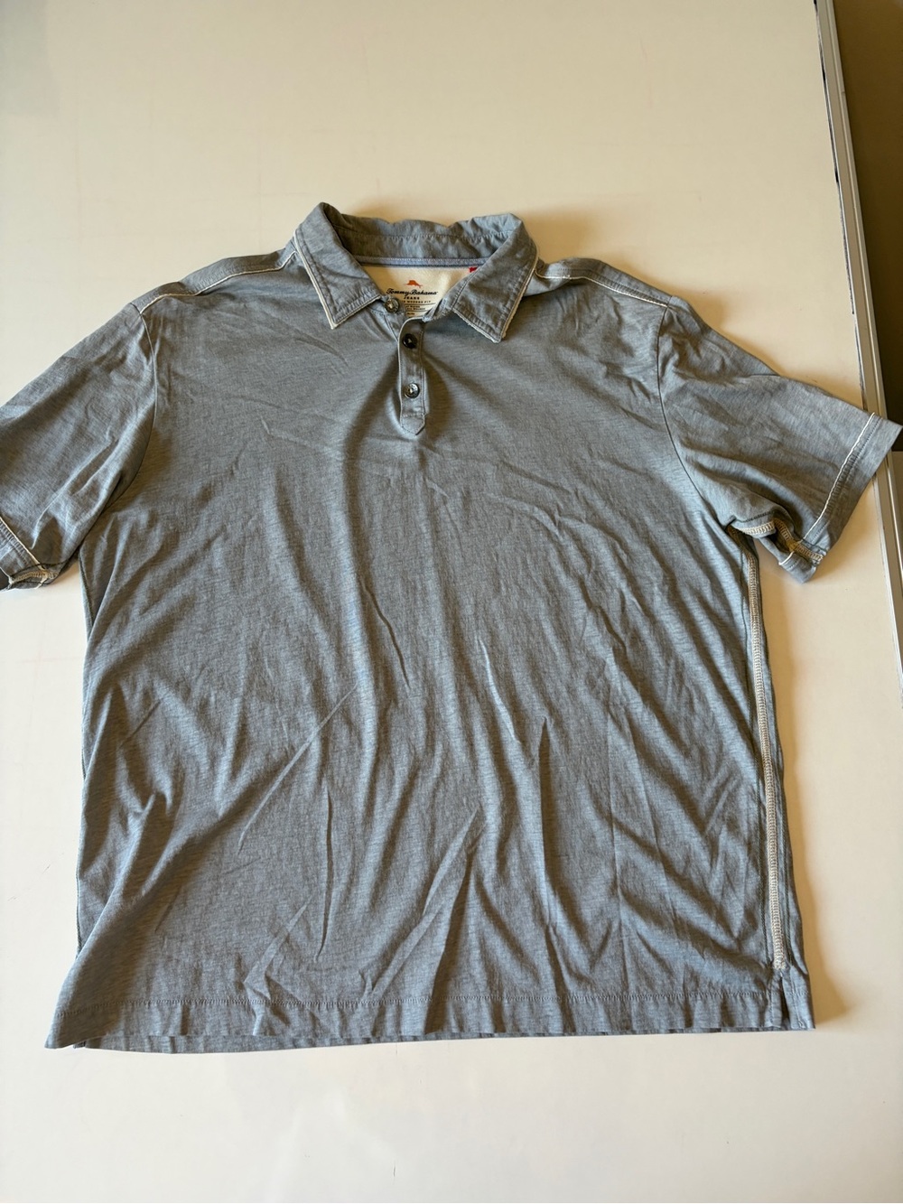Tommy Bahama Jeans Island Modern Fit Gray Collared Polo Shirt Men's XL